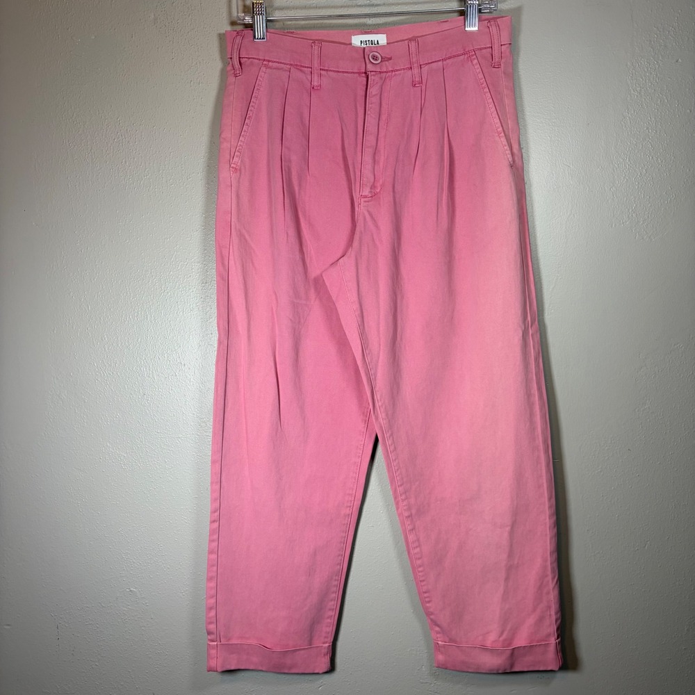 Pistola Flamingo Pink Pleated Tapered Cuffed Trousers Pants 27‎ P00116152SL